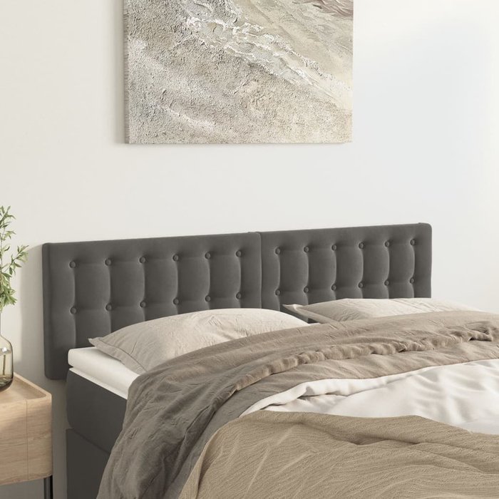 Maison exclusive - cabeceros 2 unidades terciopelo gris oscuro 72x5x78/88 cm