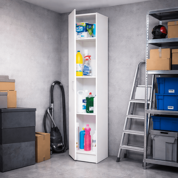 Armario escobero multiusos 180x37x37cm 1 puerta con baldas - sbrico