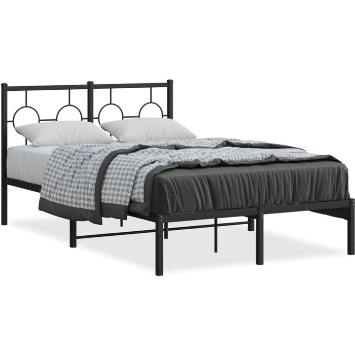 Estructura de cama de metal con cabecero negro 120x190 cm