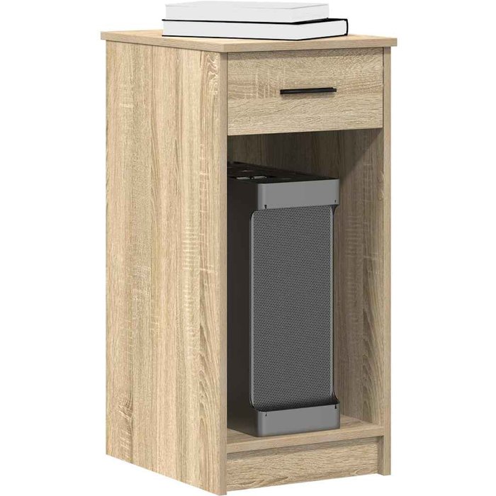 Soporte para torre de ordenador y cajón de roble sonoma, 35x45x77 cm