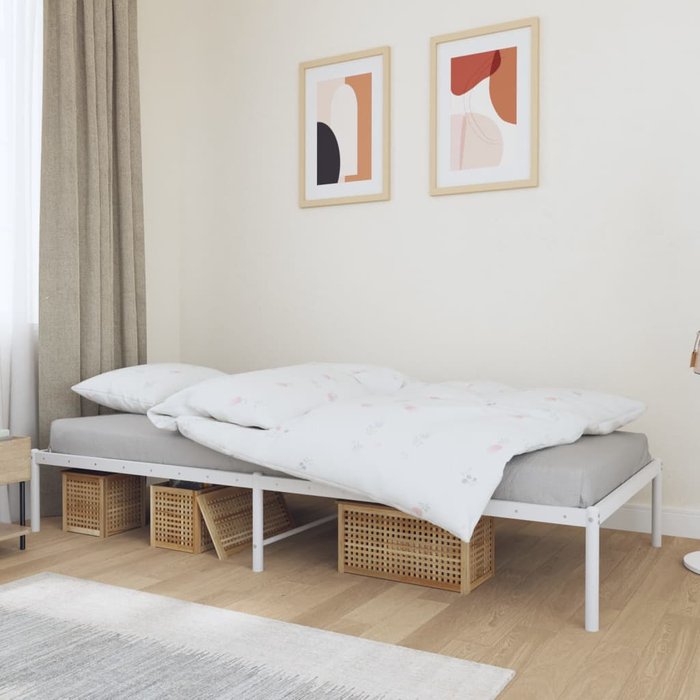 Estructura de cama de metal blanco 100x190 cm