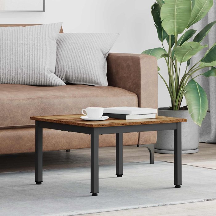 Mesa de centro, madera antigua, 60 x 60 x 36 cm, madera de ingeniería.