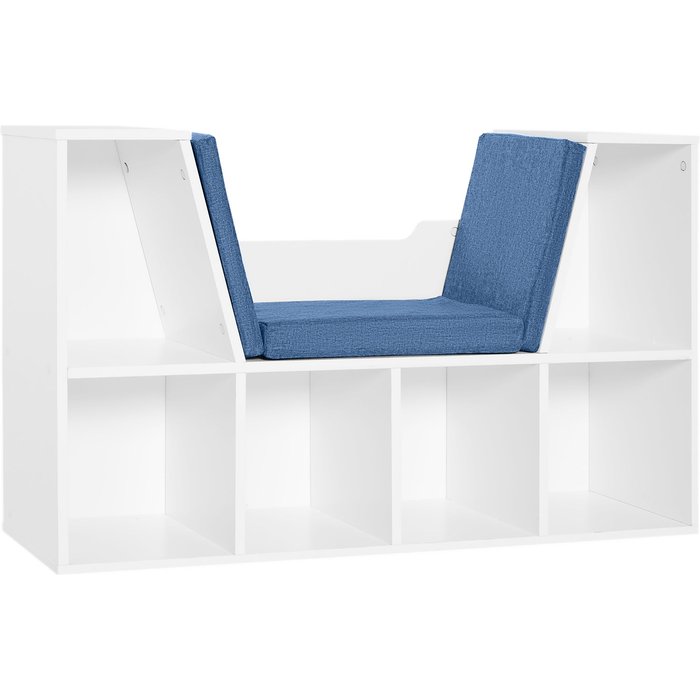 Librería homcom melamina de madera, lino blanco y azul 102x30x61 cm 836-115bu