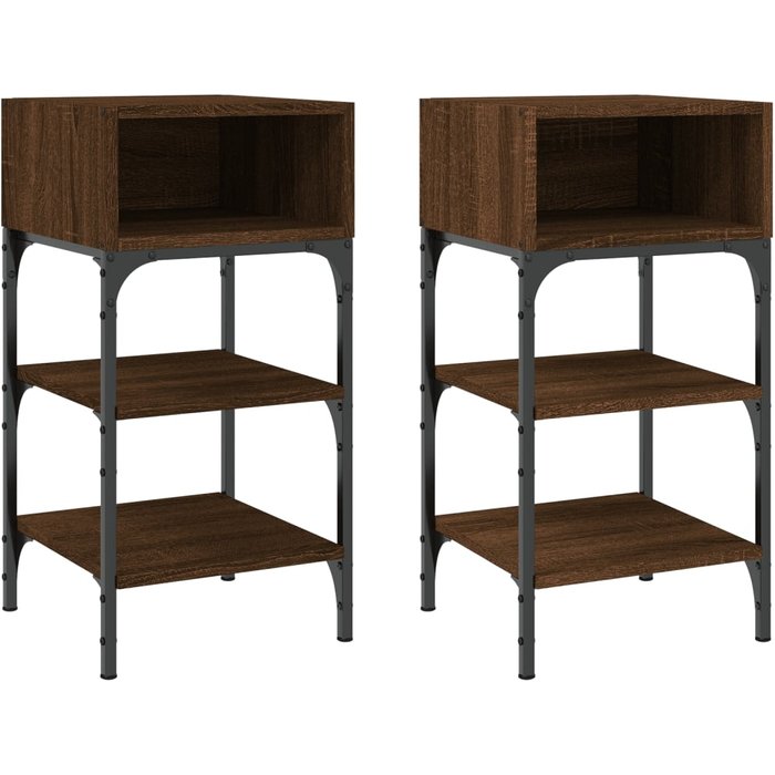 Mesitas de noche 2 piezas roble marrón 35x34,5x70 cm