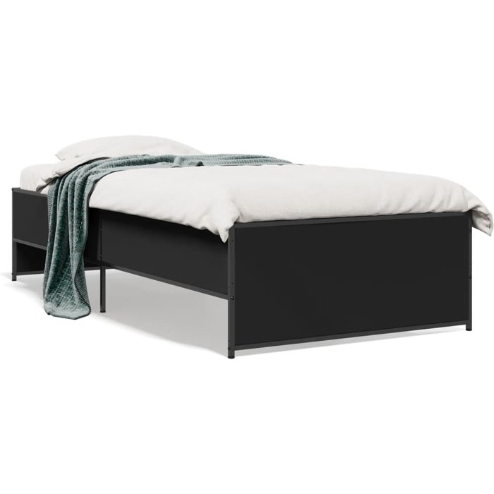 Vidaxl estructura de cama madera ingeniería y metal negro 100x200 cm