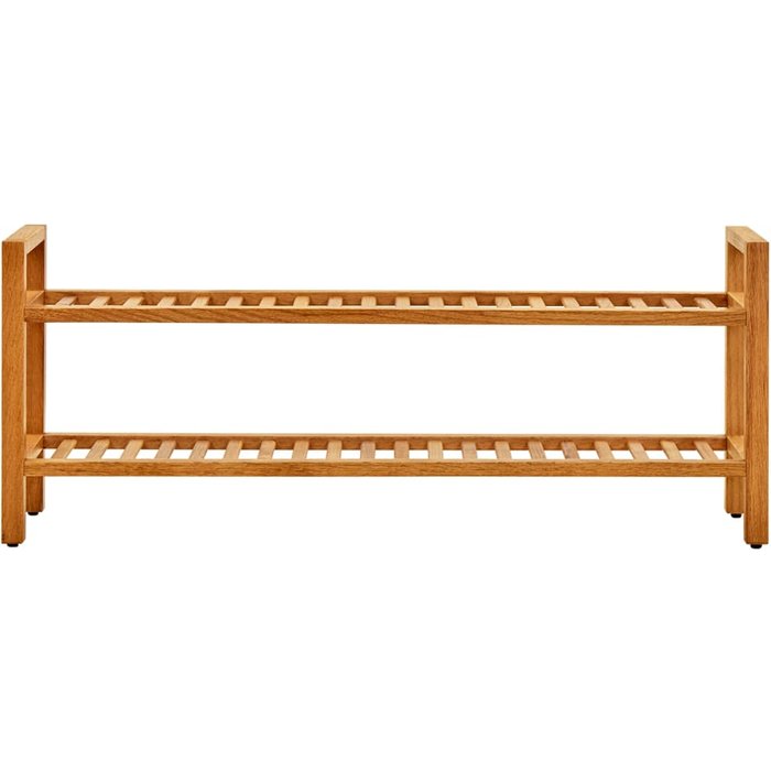 Zapatero con 2 estantes madera de roble maciza 100x27x40 cm - comfortxl