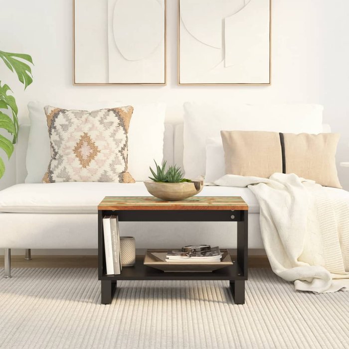 Mesa de centro de 60x50x40 cm, madera maciza reciclada. - pangivo