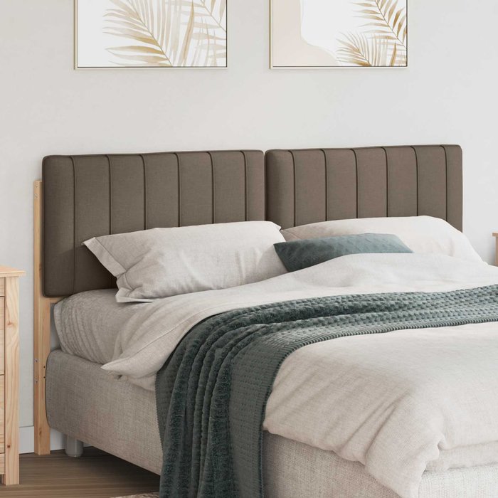 Cabecero tapizado marrón y topo 160 cm madera de pino macizo vidaxl