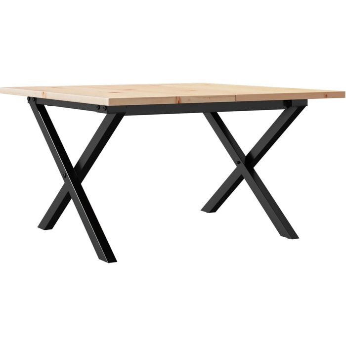 Mesa de centro marco x madera maciza pino y acero 60x60x40 cm - comfortxl