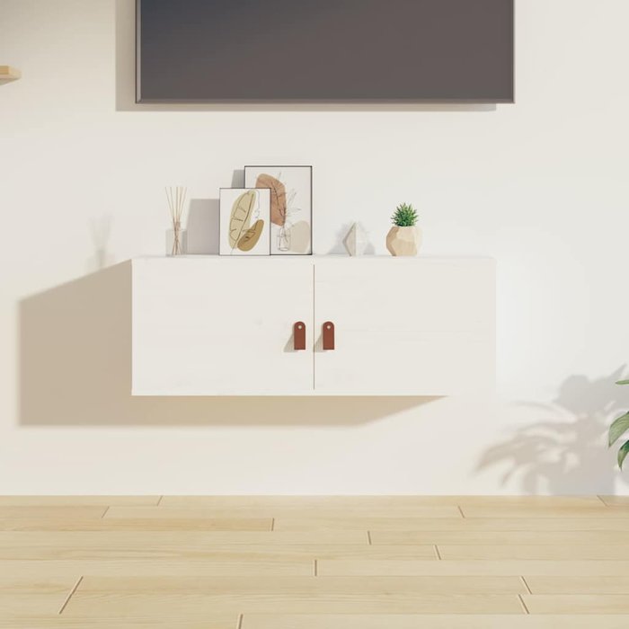 Armario de pared blanco de 80x30x30 cm, madera maciza de pino.