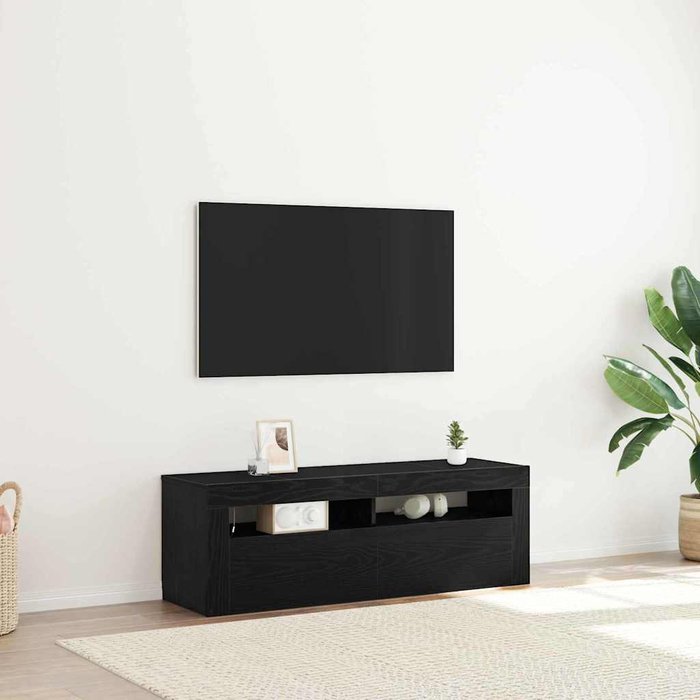 Mueble de tv, roble negro, 120 x 35 x 40 cm, madera de ingeniería