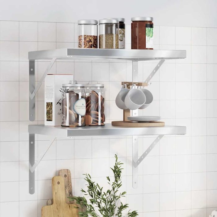 Estantes de pared 2 uds acero inoxidable plateado 50x40 cm vidaxl