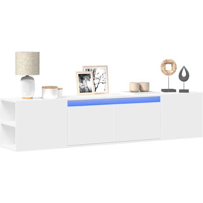 Vidaxl mueble de tv de pared con luz led blanco 180x31x39,5 cm