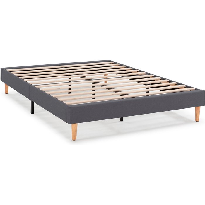 Base tapizada aura 140x200 cm gris oscuro, 30 cm altura