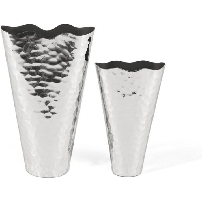 Set de dos jarrones fabricados en aluminio con acabado brillante