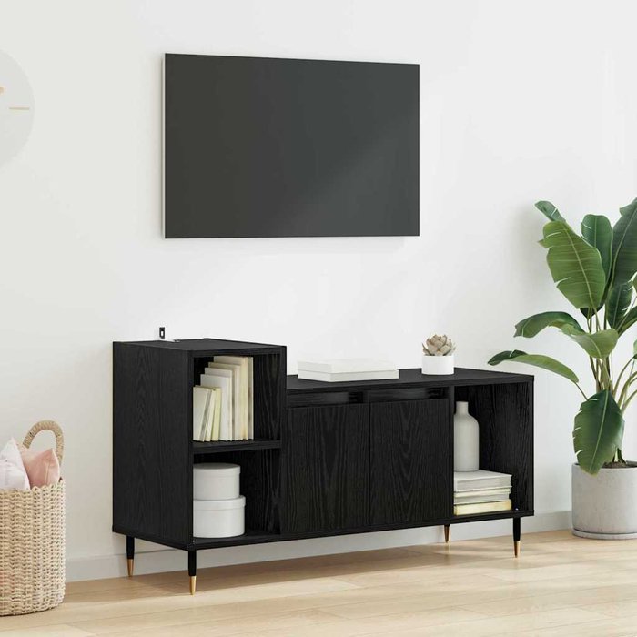 Mueble de tv, roble negro, 100 x 35 x 55 cm, madera de ingeniería