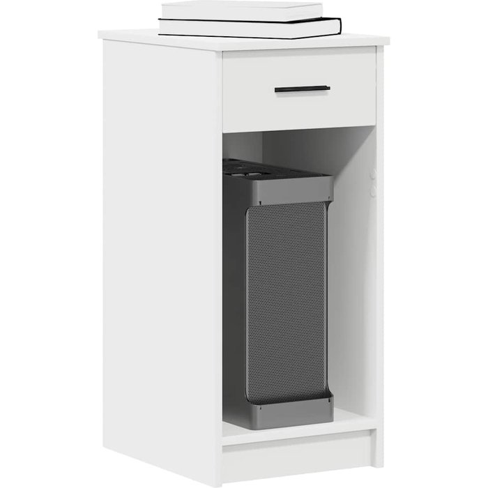 Soporte torre para ordenador con cajón blanco 35x45x77 cm
