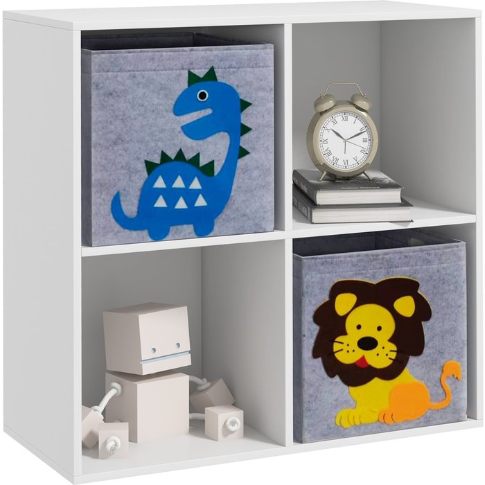 Estantería infantil, cubos, cajones, mdf, antivuelco, color blanco