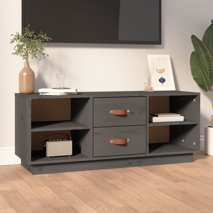 Maison exclusive - mueble de tv de madera maciza de pino gris 100x34x40 cm