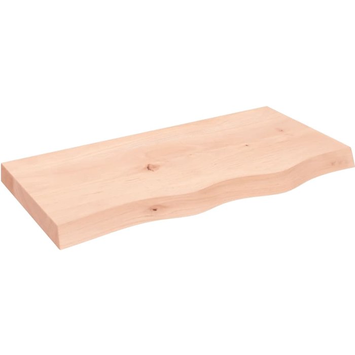 Estante de pared en madera maciza de roble sin tratar 80x40x(2-6) cm - comfortxl