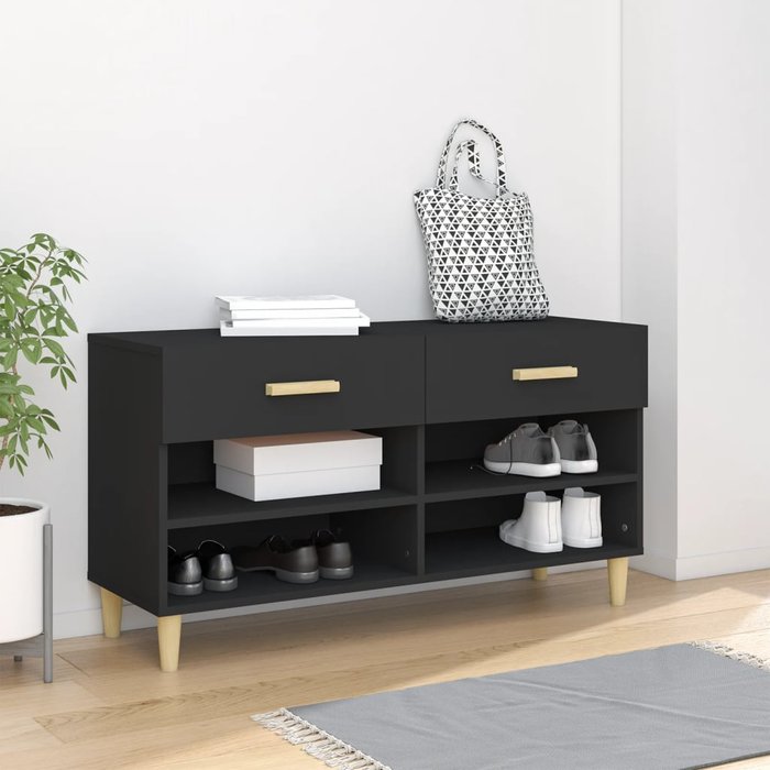 Zapatero negro 102x35x55 cm madera contrachapada