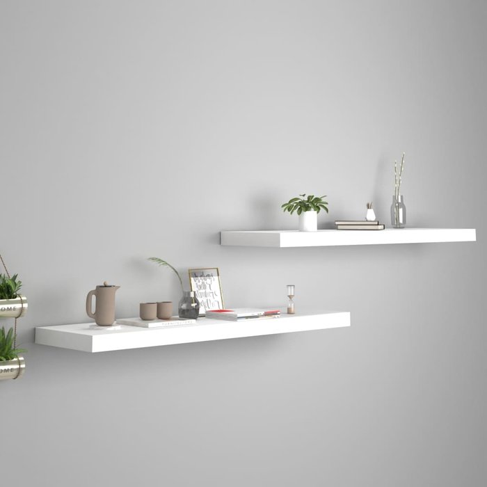 Estantes flotantes pared 2 uds mdf blanco 90x23,5x3,8 cm - comfortxl