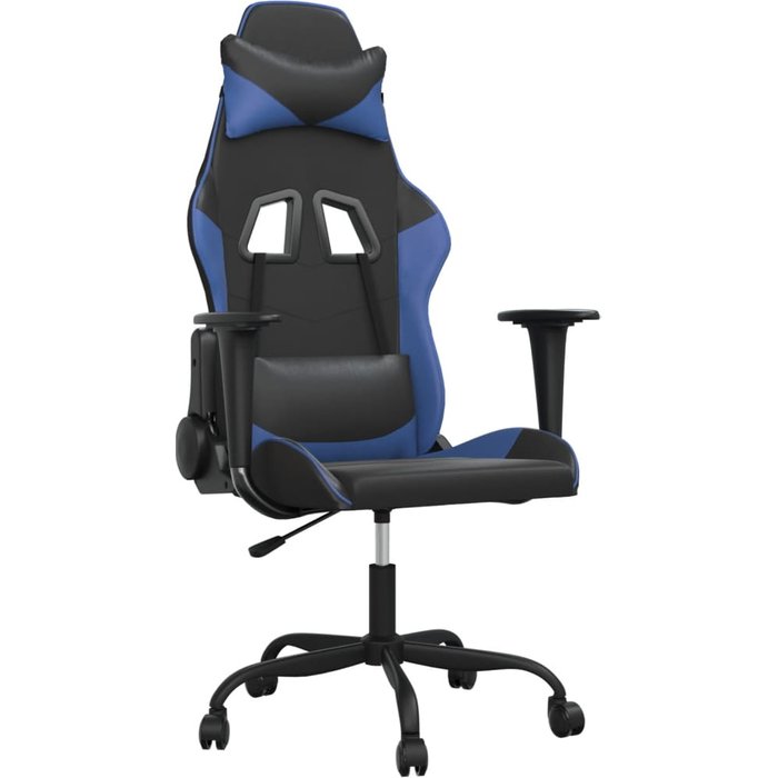 Silla gaming | silla de oficina de masaje cuero sintético negro y azul cfw55553