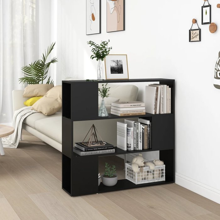 Librería/separador de ambientes negro 100x24x94 cm