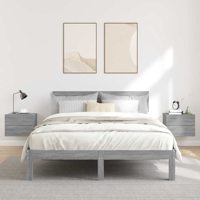 Mesitas de noche sonoma grey de 2 piezas, 40x30x30cm, madera de ingeniería.