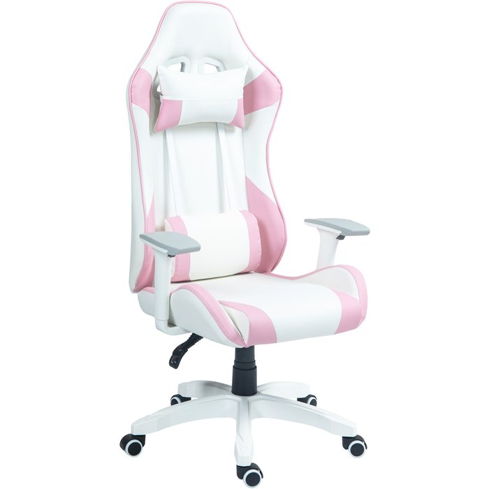 Silla gamer homcom plástico, espuma rosa 67x60x128 cm