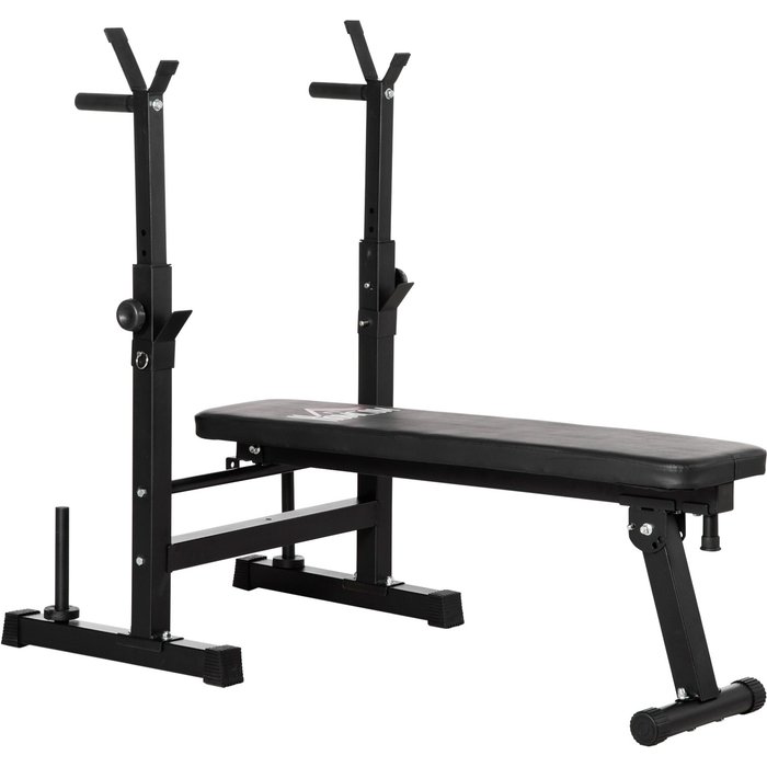 Banco de pesas homcom acero, pu negro 140x73x122 cm a91-180