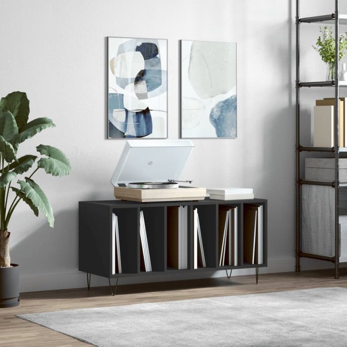 Mueble para discos madera contrachapada negro 100x38x48 cm v7606 unico / negro