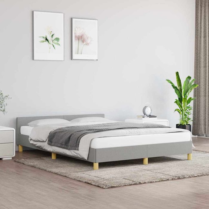 Cama sin colchón tela gris claro 140x190 cm