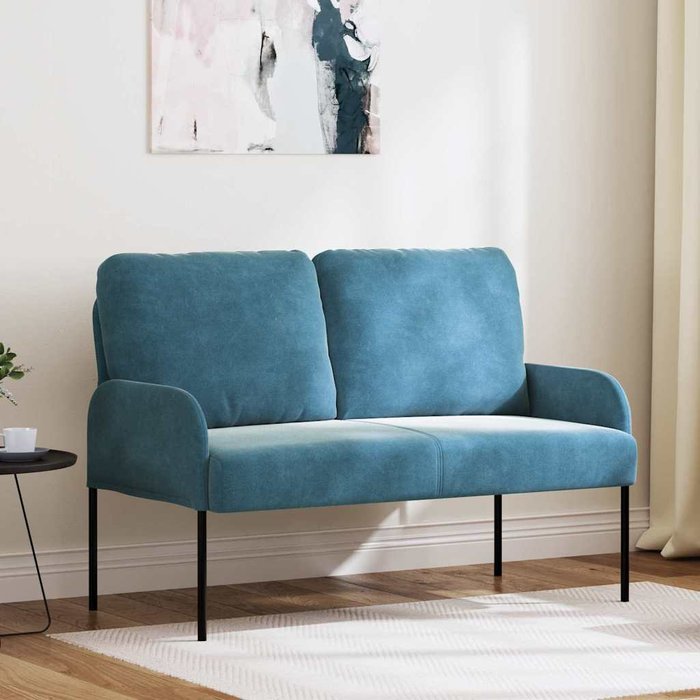 Sofás con cojín 110cm azul madera contrachapada vidaxl