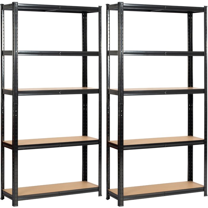 Conjunto de 2 estanterías metálicas modulares negra 90 cm 90x30x180 cm