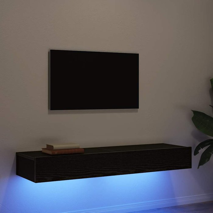 Mueble de tv con iluminación led, 2 piezas, roble negro, 60 x 35 x 15,5 cm