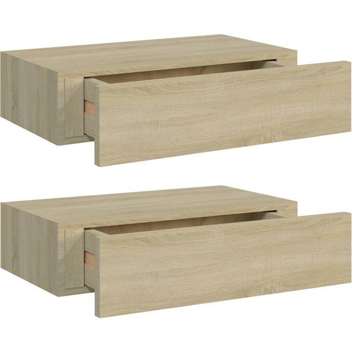 Estantes de pared con cajón 2 uds mdf roble 40x23,5x10 cm- comfortxl
