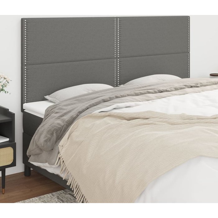 Cabeceros 4 uds gris oscuro 80x5x78/88 cm tela