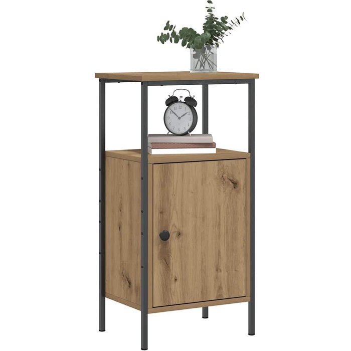 Mesita de noche madera de ingeniería roble artisan 41x31x80 cm