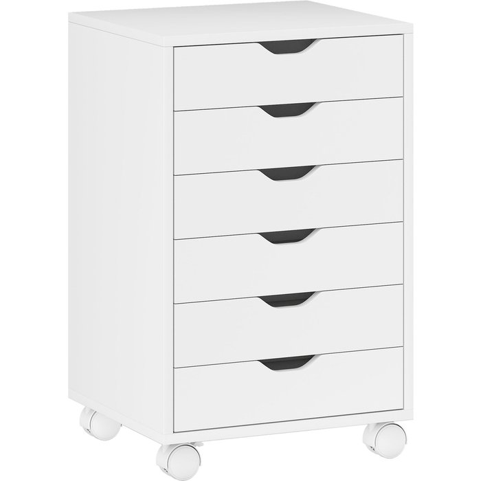 Cajonera móvil 6 cajones blanco 40x35x63cm ruedas soporte impresora oficina