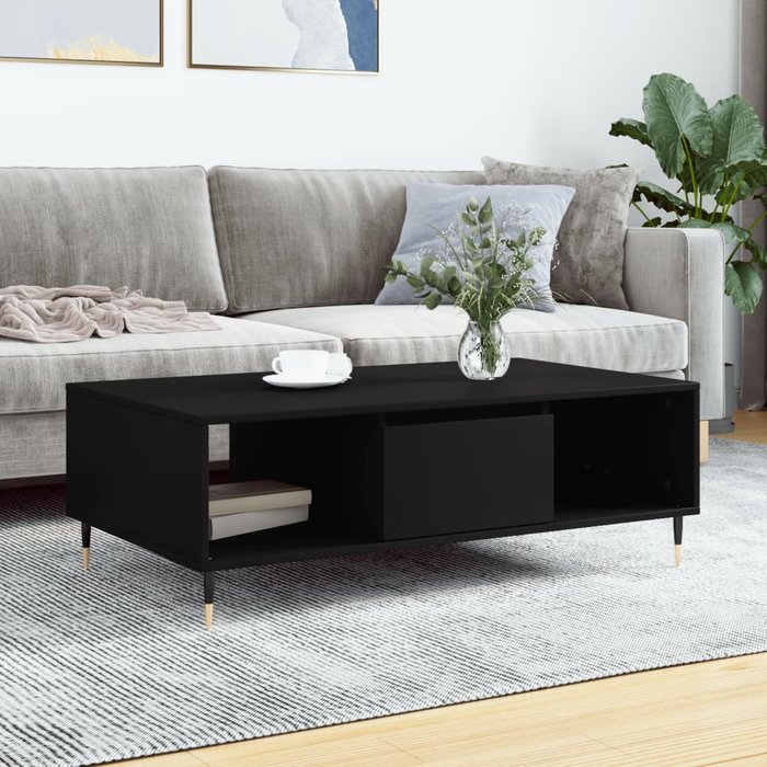 Maison exclusive - mesa de centro madera de ingeniería negro 104x60x35 cm