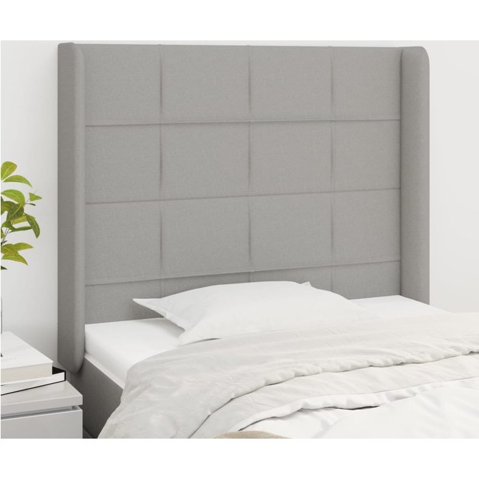 Cabecero con orejas gris claro 103x16x118/128 cm tela