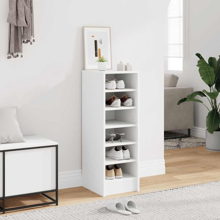 Zapatero blanco, 31,5 x 35 x 90 cm, madera de ingeniería.