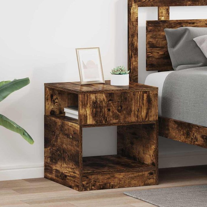 Mesita auxiliar, 2 piezas, roble ahumado, 40,5 x 40 x 45 cm