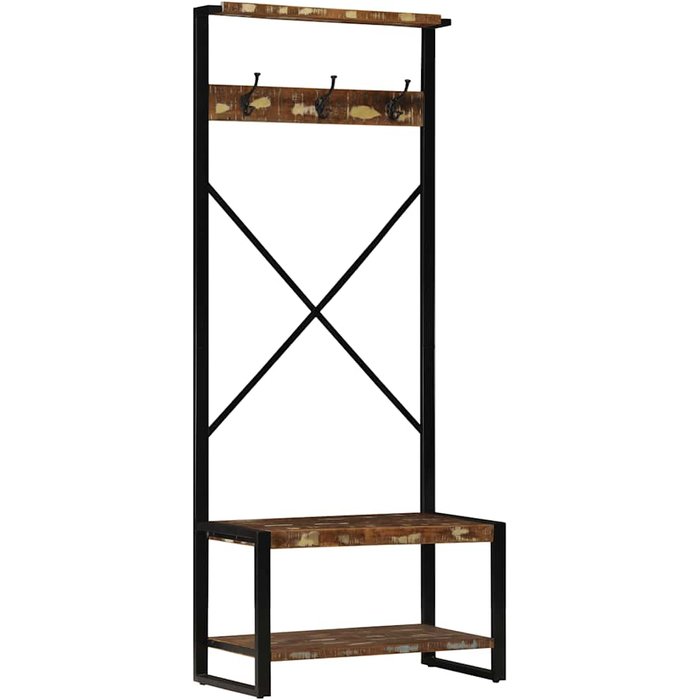 Perchero multicolor madera maciza reciclada 80x40x190 cm vidaxl