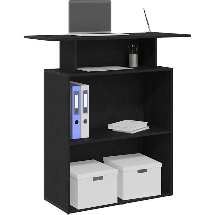 Mostrador de recepción, negro, 100x40x104 cm, madera de ingeniería.