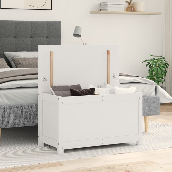 Caja de almacenamiento blanco 80x40x45,5 cm madera maciza de pino