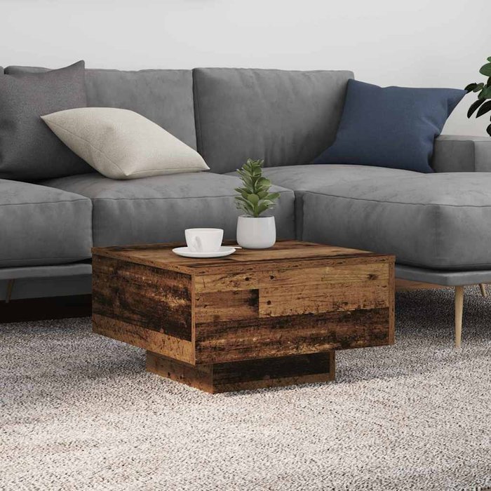Mesa de café madera vieja 55 x 55 x 31 cm madera contrachapada