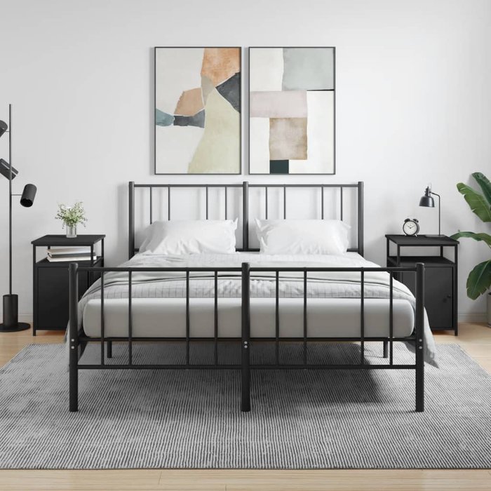 Mesitas de noche 2 uds madera contrachapada negro 40x42x60 cm vidaxl