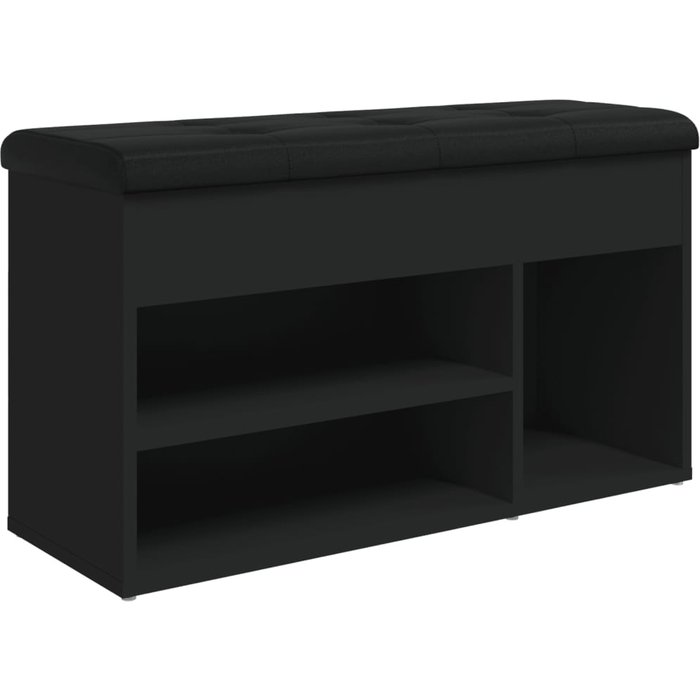 Banco zapatero madera de ingeniería negro 82x32x45,5 cm - comfortxl